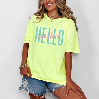 Hello Sunshine Tall - Women's Garment Dyed Graphic T-Shirt