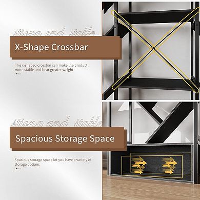 Triple 6-Tier Bookshelf, Large Bookcase with 24 Open Display Shelves, Tree-Style Storage Shelf