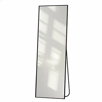 KSIZUIS 56" Black Full Length Mirror with Stand - Wall or Floor Standing for Bedroom & Bathroom