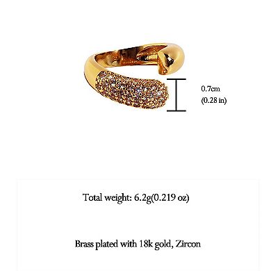 Women's Open Cuff Ring with Crystal Accents - Adjustable Luxury for Daily & Special Occasions