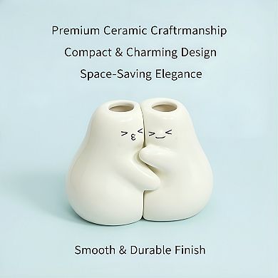 KSIZUIS 2-Pack Cute Ceramic Toothbrush Holders for Bathroom Countertop & Office Desk Decor