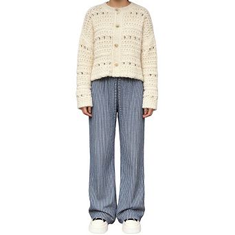 Women Striped High Waisted Wide Leg Trendy Beach Elastic Waist Casual Flowy Pants