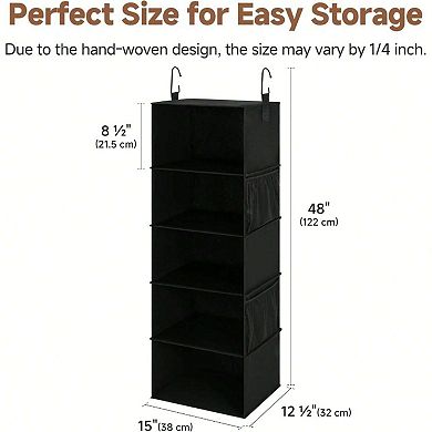 Canvas Hanging Closet Organizer with 2 Side Pockets for Clothes and Accessories