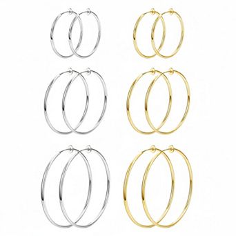 KSIZUIS 6 Pairs Clip On Hoop Earrings For Women Non-pierced Ears Multiple Sizes High Quality
