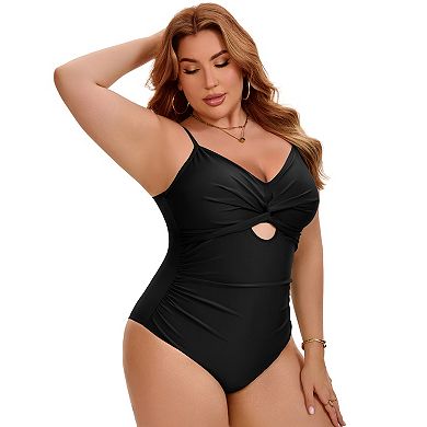 Women's Plus Size 1 Piece Bikini Tummy Control Cutout High Waisted Beach Bathing Suit Swimwear