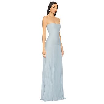 Women Strapless Tube Top Mesh Off Shoulder Bodycon Maxi Dress