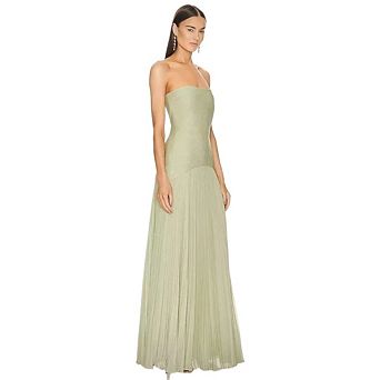 Women Strapless Tube Top Mesh Off Shoulder Bodycon Maxi Dress