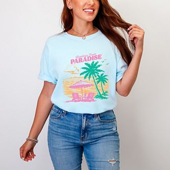Greetings From Paradise Palm Tree - Women's Garment Dyed Graphic T-Shirt
