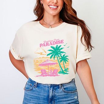 Greetings From Paradise Palm Tree - Women's Garment Dyed Graphic T-Shirt