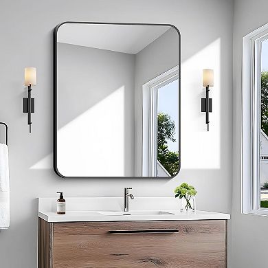 KSIZUIS 30"x36"Black Rectangle Vanity Mirror with Rounded Corners-Wall Mounted for Bathroom&Bedroom