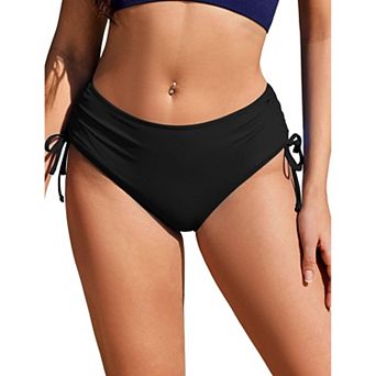 Ekouaer Women’s Mid Waist Full Coverage Swim Bottom Adjustable Bathing Suit Bottom