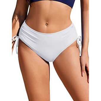 Ekouaer Women’s Mid Waist Full Coverage Swim Bottom Adjustable Bathing Suit Bottom