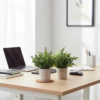 KSIZUIS 3 Pack Mini Artificial Eucalyptus Potted Plants for Home Office Decor