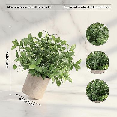 KSIZUIS 3 Pack Mini Artificial Eucalyptus Potted Plants for Home Office Decor