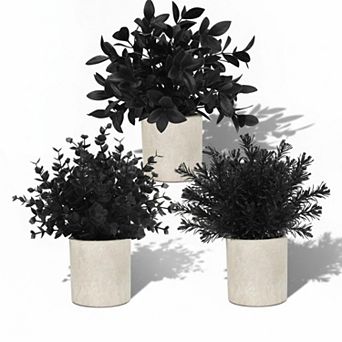 KSIZUIS 3 Pack Mini Artificial Eucalyptus Potted Plants for Home Office Decor