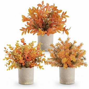 KSIZUIS 3 Pack Mini Artificial Eucalyptus Potted Plants for Home Office Decor