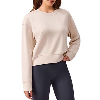 Pinspark Women's Cropped Crewneck Sweatshirt Soft Lightweight Long Sleeve Fall Pullover Top