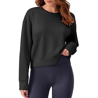 Pinspark Women's Cropped Crewneck Sweatshirt Soft Lightweight Long Sleeve Fall Pullover Top