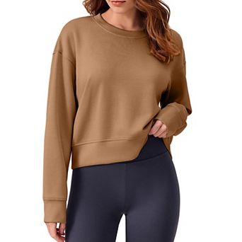 Pinspark Women's Cropped Crewneck Sweatshirt Soft Lightweight Long Sleeve Fall Pullover Top