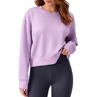 Pinspark Women's Cropped Crewneck Sweatshirt Soft Lightweight Long Sleeve Fall Pullover Top