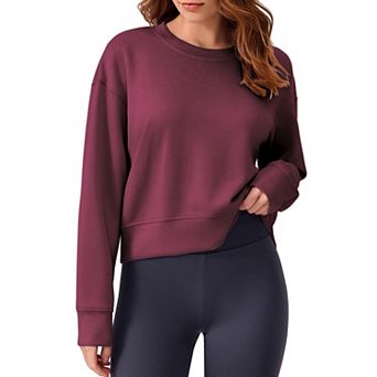 Pinspark Women's Cropped Crewneck Sweatshirt Soft Lightweight Long Sleeve Fall Pullover Top
