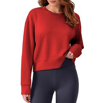 Pinspark Women's Cropped Crewneck Sweatshirt Soft Lightweight Long Sleeve Fall Pullover Top