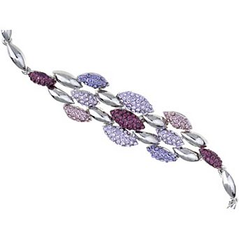 Silvery Tone Swarm Insect Petal Berry Crystal Bracelet Bangle