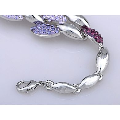 Silvery Tone Swarm Insect Petal Berry Crystal Bracelet Bangle