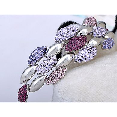 Silvery Tone Swarm Insect Petal Berry Crystal Bracelet Bangle