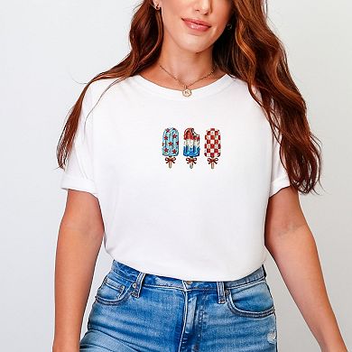 Patriotic Popsicles - Women's Garment Dyed Graphic T-Shirt