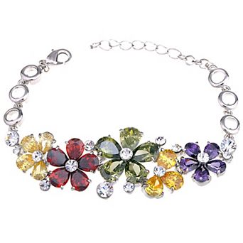 Multicoloured Garden Bursting Fun Crystal Bracelet Bangle