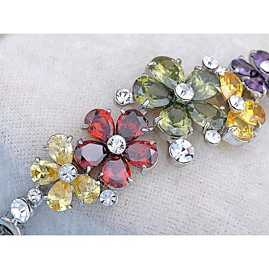 Multicoloured Garden Bursting Fun Crystal Bracelet Bangle