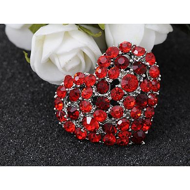 Womens Crystal Rhinestone Valentine Heart Love Brooch Pin