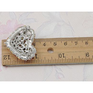 Womens Crystal Rhinestone Valentine Heart Love Brooch Pin