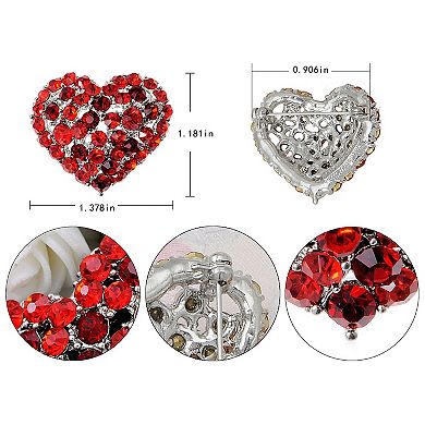 Womens Crystal Rhinestone Valentine Heart Love Brooch Pin