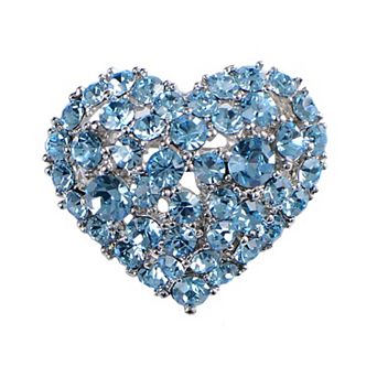 Womens Crystal Rhinestone Valentine Heart Love Brooch Pin