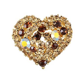 Womens Crystal Rhinestone Valentine Heart Love Brooch Pin