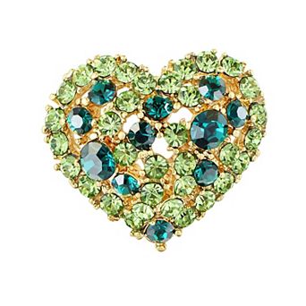 Womens Crystal Rhinestone Valentine Heart Love Brooch Pin