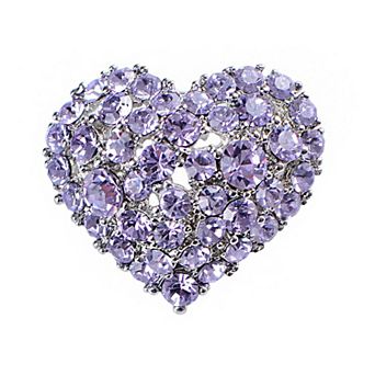 Womens Crystal Rhinestone Valentine Heart Love Brooch Pin