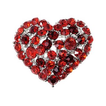Womens Crystal Rhinestone Valentine Heart Love Brooch Pin