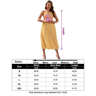 Womens Maternity Sleeveless Smocked Square Neck Ruffle Casual Boho Midi Dress