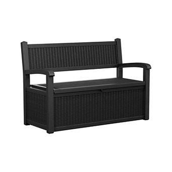 EFU 80 Gallon Storage Bench with Lockable Lid, Weatherproof Resin Patio Seat for Outdoors