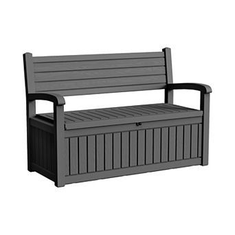 EFU 80 Gallon Storage Bench with Lockable Lid, Weatherproof Resin Patio Seat for Outdoors
