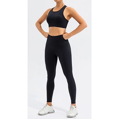 Women Supportive Longline High Neck Workout Built in Sports Bras
