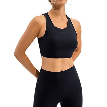 Women Supportive Longline High Neck Workout Built in Sports Bras