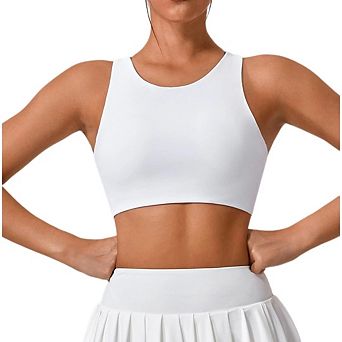 Women Supportive Longline High Neck Workout Built in Sports Bras