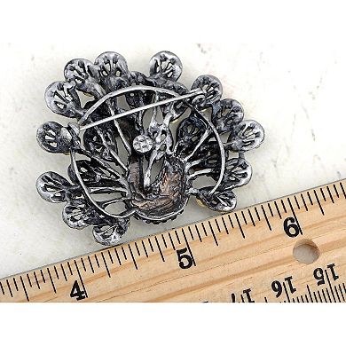 Womens Gold Silver Multicolored Rhinestones Colorful Peacock Bird Brooch Pin