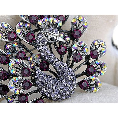 Womens Gold Silver Multicolored Rhinestones Colorful Peacock Bird Brooch Pin
