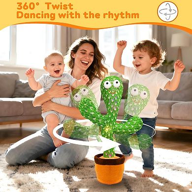 Interactive Toys Dancing Talking Cactus Toy, Singing Musical Record Repeat What You Say Light Up Toy