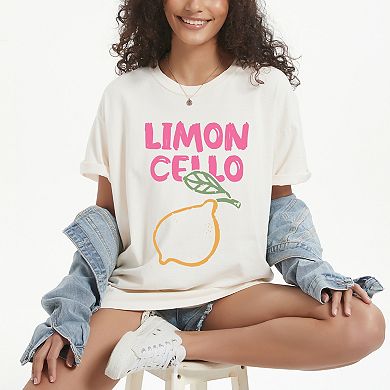 Limoncello Bright Outline - Women's Garment Dyed Graphic T-Shirt